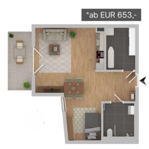Wohnungstyp 1 in der Wohnanlage Schirmer-Quartier in Jülich
