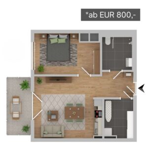 Wohnungstyp 2 in der Wohnanlage Schirmer-Quartier in Jülich