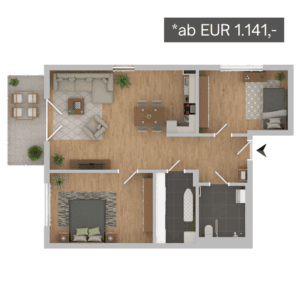 Wohnungstyp 3 in der Wohnanlage Schirmer-Quartier in Jülich