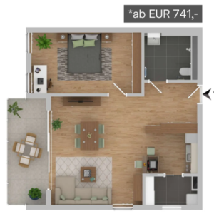 Grundriss Wohnung 2 der Wohnanlage am Fritzbruch