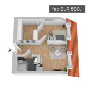 Musterzimmer 3 in der Wohnanlage Am Alten Stadttor in Bad Münstereifel