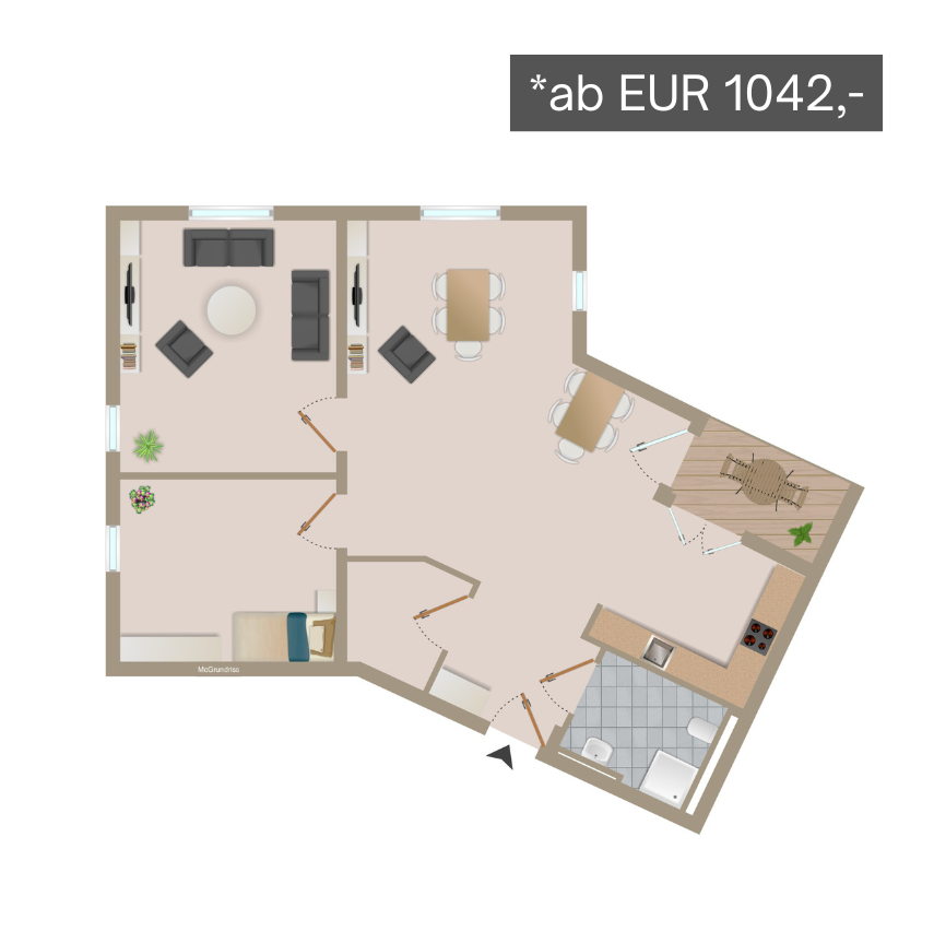 Grundriss Wohnungstyp 3 - Wohnanlage Alsdorf-Stadthalle