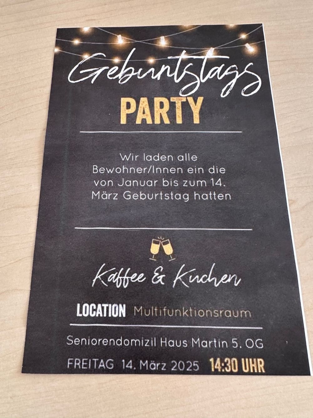 Erstes Quartals-Geburtstagskaffee im Seniorendomizil Haus Martin