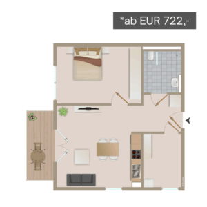 Grundriss Wohnungstyp 1 der Wohnanlage An Gut Ohndorf in Elsdorf