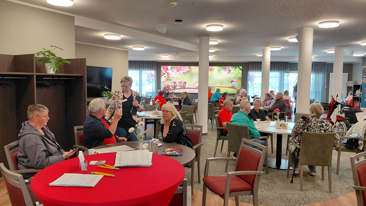 Guests at an information event on open day at Nordend Residence